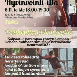 TURKU - HYVINVOINTI-ILTA 5.11.26 – Joogaa ja lantion+jalkojen syvähuoltoa
